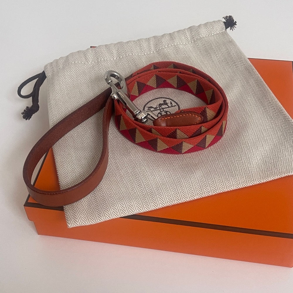 Hermes Medor slim felt dog leash - Dark Iris